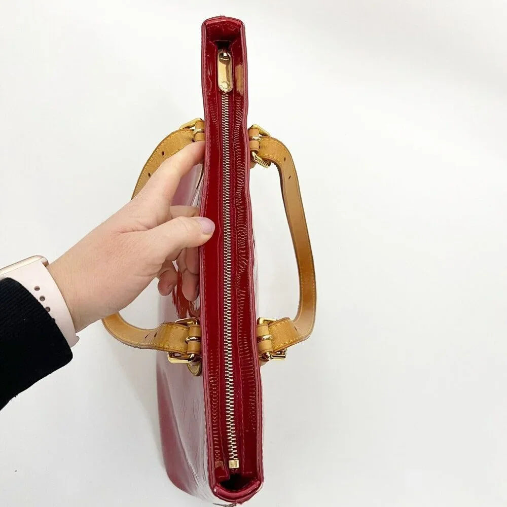 Louis Vuitton Tote Bag Brentwood Vernis Monogram Patent Leather Red Shoulder